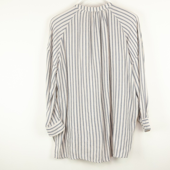 Splendid Pirouette Top Button Front Painters Stripe Blouse Cream Blue Size Small - Picture 3 of 7